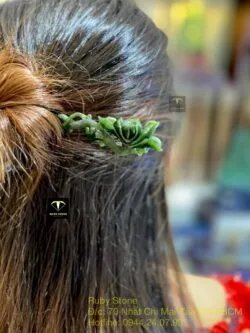 Trâm cài tóc liên hoa ngọc bích chạm tay tinh xảo - Ảnh 11