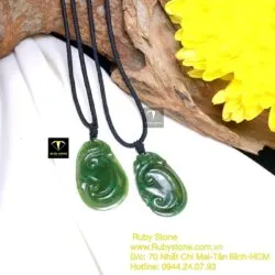 Ngọc bội như ý ngọc bích Canada xanh đậm, KT 38mm - Hình ảnh 6