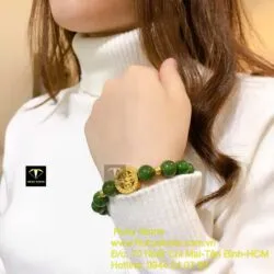 Vòng tay ngọc bích Canada mix charm vàng 24k - Hình ảnh 2