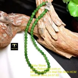 Vòng cổ ngọc bích Canada xanh lá 8 ly (54 hạt) - Ảnh 5