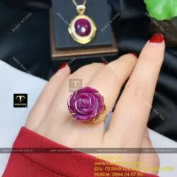 Nhẫn hoa hồng Ruby Nam Phi, vàng 18k - Hình ảnh 7