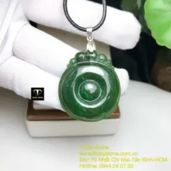 Mặt dây chuyền như ý Ngọc bích Canada xanh đậm, KT 36mm - Ảnh 6