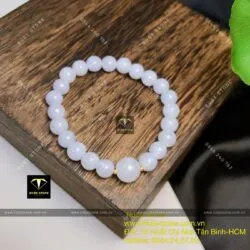 Vòng tay ngọc Cẩm thạch tử la lan, mix bi vàng 18k - Hình ảnh 3