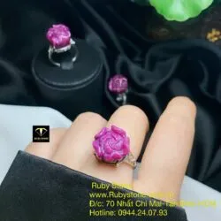 Nhẫn bạc hoa mẫu đơn Ruby Nam Phi - Ảnh 6