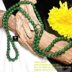 Vòng chuỗi Ngọc bích 108 hạt 8 ly xanh lý đậm - Ảnh 3