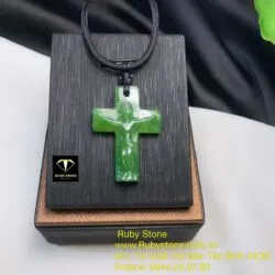 Mặt dây chuyền thánh giá Ngọc bích chạm tay, kích thước 37mm - Ảnh 6