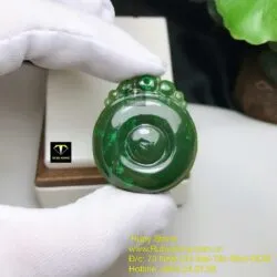 Mặt dây chuyền như ý Ngọc bích Canada xanh đậm, KT 36mm - Ảnh 3