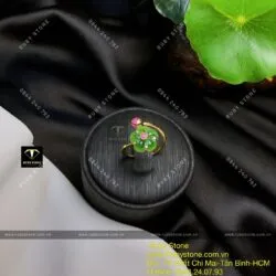 Nhẫn hoa mai Ngọc bích thiết kế, vàng 10k