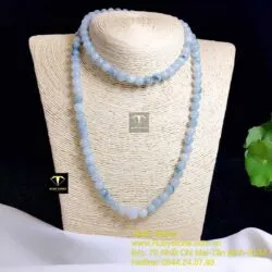 Vòng cổ ngọc Cẩm thạch phiêu lam hoa 108 hạt