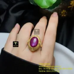 Nhẫn oval Ruby Nam Phi, vàng 18k - Hình ảnh 8