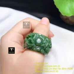 Nhẫn Long-Phụng Ngọc bích chạm trổ tinh xảo - Hình ảnh 5
