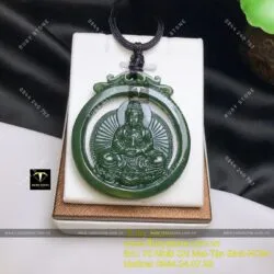 Phật Quan Âm ngọc bích Canada tạc tay tinh xảo, KT 51mm - Ảnh 10