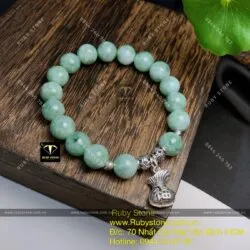 Vòng chuỗi Cẩm thạch đậu lý mix charm bạc - Hình ảnh 4