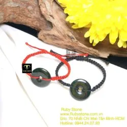 Đồng điếu ngọc Cẩm thạch sơn thuỷ xanh đen, KT 22mm - Ảnh 7