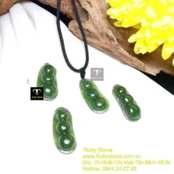 Mặt dây chuyền trái đậu ngọc bích Canada, KT 36,8mm - Ảnh 7