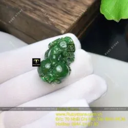 Tỳ hưu ngọc bích Canada xanh đậm, kích thước 31mm - Ảnh 7