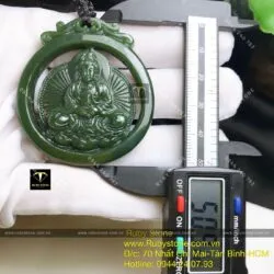 Phật Quan Âm ngọc bích Canada tạc tay tinh xảo, KT 51mm - Ảnh 2