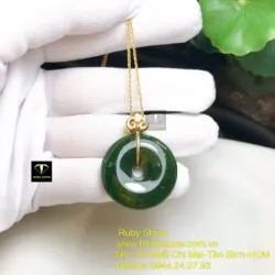 Mặt dây chuyền đồng điếu ngọc bích, vàng 18k - Ảnh 8