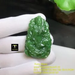 Phật Bà Quan Âm ngọc bích cưỡi Rồng, kích thước 47mm - Hình ảnh 7
