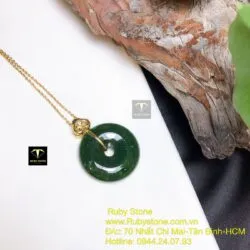 Mặt dây chuyền đồng điếu ngọc bích, vàng 18k - Ảnh 4