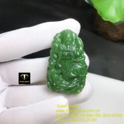 Phật Bà Quan Âm ngọc bích cưỡi Rồng, kích thước 47mm - Hình ảnh 5