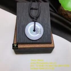 Đồng điếu ngọc Cẩm thạch phớt tím lam, kích thước 28mm