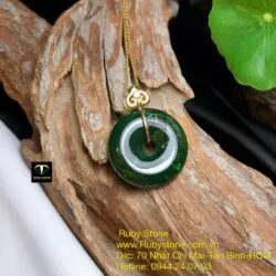Mặt dây chuyền đồng điếu ngọc bích, vàng 18k - Ảnh 7