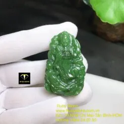 Phật Bà Quan Âm ngọc bích cưỡi Rồng, kích thước 47mm - Hình ảnh 3