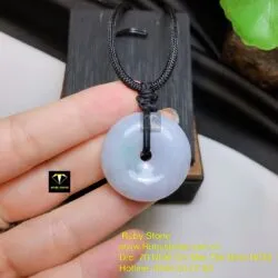 Đồng điếu ngọc Cẩm thạch phớt tím lam, kích thước 28mm - Ảnh 3