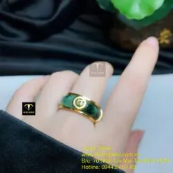 Nhẫn ngọc Cẩm thạch sơn thuỷ, vàng 10k - Ảnh 7