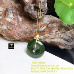 Mặt dây chuyền đồng điếu ngọc bích, vàng 18k - Ảnh 6