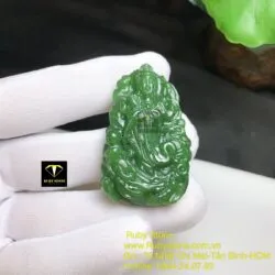 Phật Bà Quan Âm ngọc bích cưỡi Rồng, kích thước 47mm - Hình ảnh 4