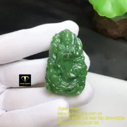 Phật Bà Quan Âm ngọc bích cưỡi Rồng, kích thước 47mm