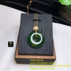 Mặt dây chuyền đồng điếu ngọc bích, vàng 18k - Ảnh 9