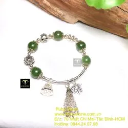 Vòng ngọc bích mix charm bạc - Ảnh 4