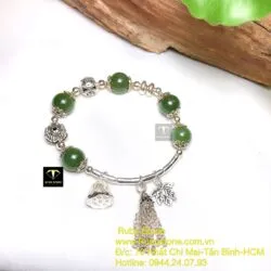 Vòng ngọc bích mix charm bạc - Ảnh 6
