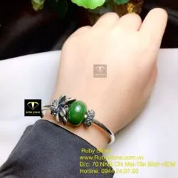 Kiềng tay charm bạc liên hoa mix lu thống ngọc bích Canada
