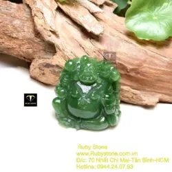 Phật Di Lặc ngọc bích Canada xanh lá, KT 47mm - Ảnh 4