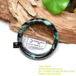 Vòng cẩm thạch sơn thuỷ xanh lục đậm, ni tay 51mm, bản 15,5mm - Ảnh 7