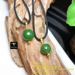 Mặt dây chuyền trái châu Ngọc bích 16 ly, móc bạc xi vàng - Hình ảnh 5