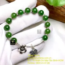 Vòng ngọc bích Canada mix charm bạc
