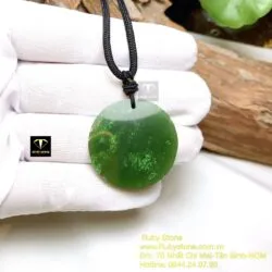 Mặt dây vô sự bài tròn Ngọc bích, KT 32mm