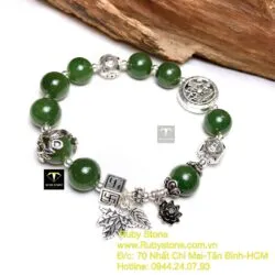 Vòng ngọc bích Canada mix charm bạc xinh yêu - Ảnh 4