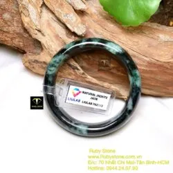 Vòng cẩm thạch sơn thuỷ xanh lục đậm, ni tay 51mm, bản 15,5mm - Ảnh 6