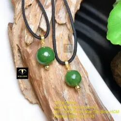 Mặt dây chuyền trái châu Ngọc bích 16 ly, móc bạc xi vàng - Hình ảnh 6