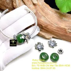 Kiềng tay charm bạc liên hoa mix lu thống ngọc bích Canada - Ảnh 9