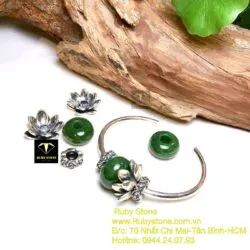 Kiềng tay charm bạc liên hoa mix lu thống ngọc bích Canada - Ảnh 10