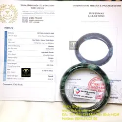 Vòng cẩm thạch sơn thuỷ xanh lục đậm, ni tay 51mm, bản 15,5mm - Ảnh 2