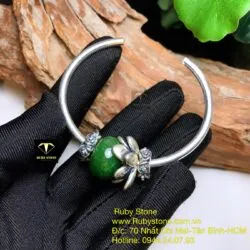Kiềng tay charm bạc liên hoa mix lu thống ngọc bích Canada - Ảnh 7
