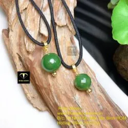 Mặt dây chuyền trái châu Ngọc bích 16 ly, móc bạc xi vàng - Hình ảnh 4